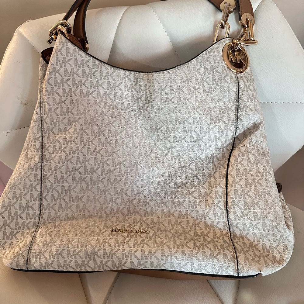 Michael Kors White and Brown Women's Bag
